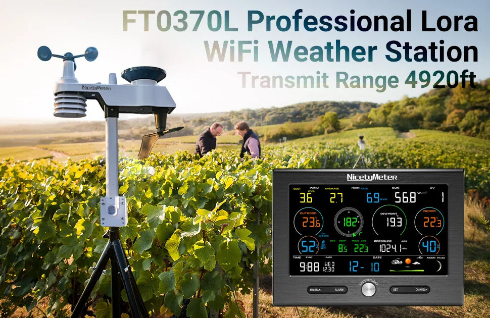 Nicety 0370L LoRa Smart WiFi Wetterstation – Professionelle Wetterstation mit 1500 m Reichweite
