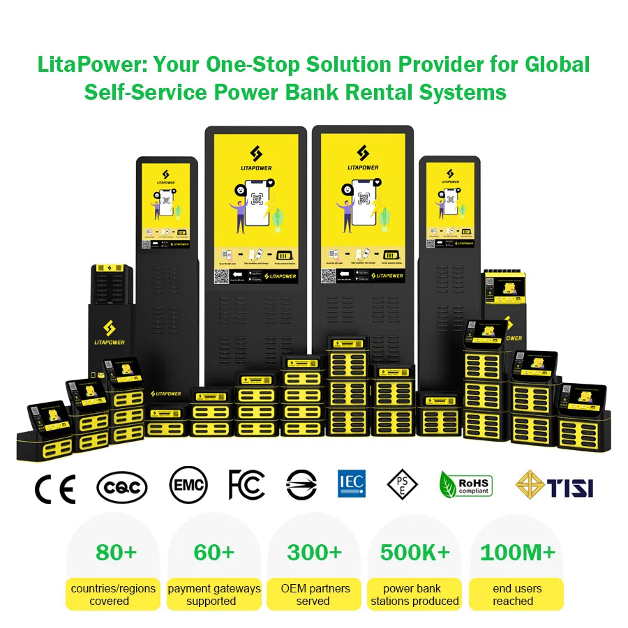 Shared Mobile Power Bank Charging Station met 10” LCD – Powerbank Verhuur Systeem