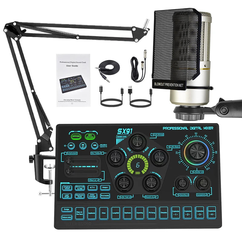Carte son pour streaming en direct avec effets – Table de mixage audio USB pour podcasts et streaming