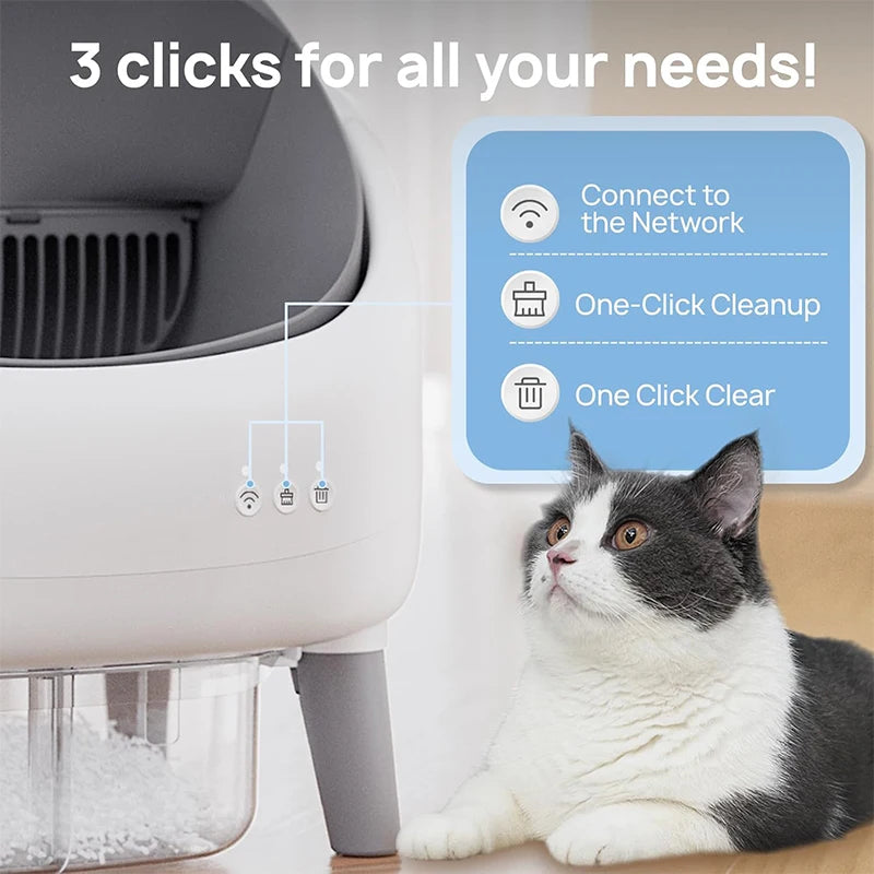 Slimme Zelfreinigende Kattenbak met App – Automatische Litter Box met Geurcontrole