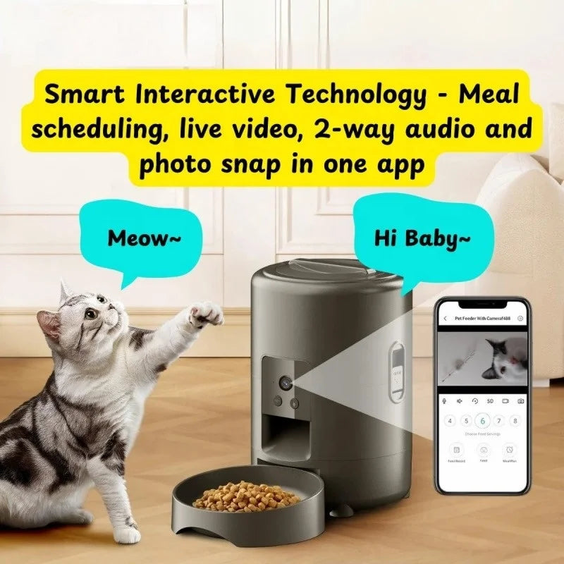 Distributeur automatique de croquettes pour chats et chiens avec caméra et Wi-Fi – Mangeoire intelligente pour animaux de compagnie de 2 L