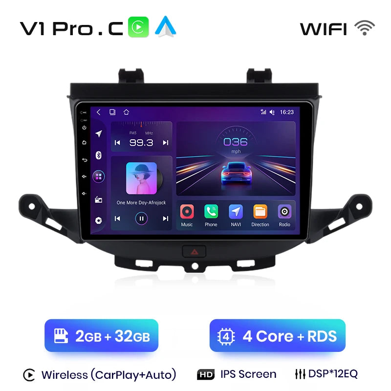 Junsun V1 Draadloze CarPlay & Android Auto Autoradio – Opel Astra K (2015–2019) – Android 13 Navigatie