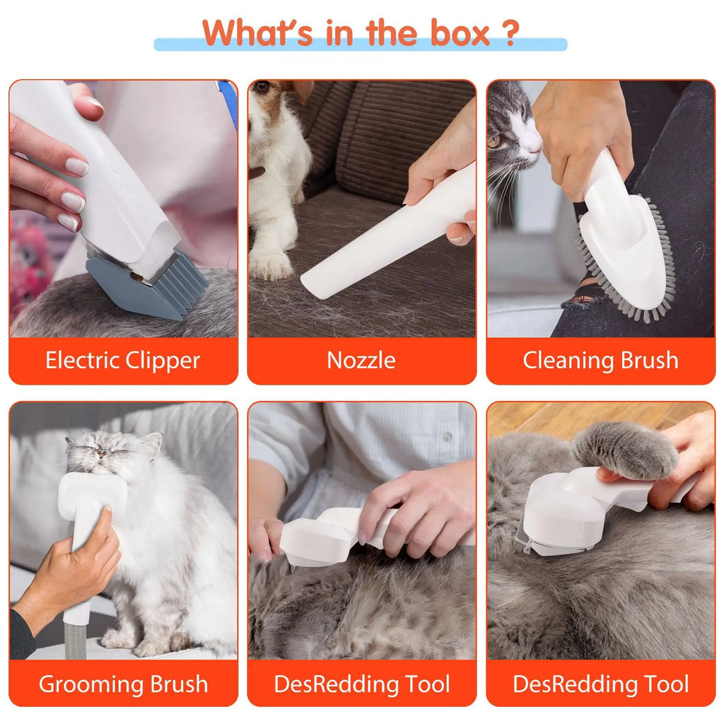 2-in-1 Pet Grooming Kit met Vacuüm – Honden & Katten Haartrimmer