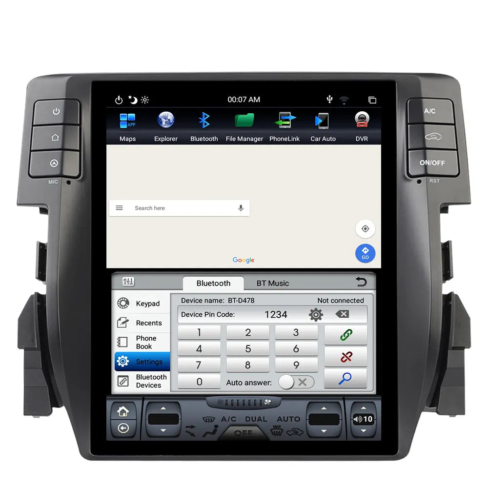 Android 13 Autoradio für Honda Civic (2016–2019) – 10,4-Zoll-Touchscreen-Navigation mit kabellosem CarPlay