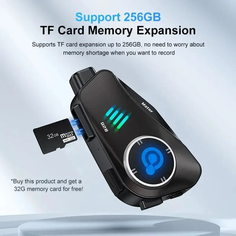 Intercom pour casque de moto Q28-2X 1080P – Intercom Bluetooth avec caméra 1080P (portée de 1000 m)