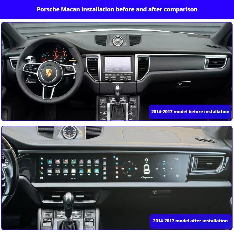 SAIN Double écran 12,3 pouces multimédia Android navigation Porsche Macan 2014-2017 – Mise à niveau CarPlay & Android Auto