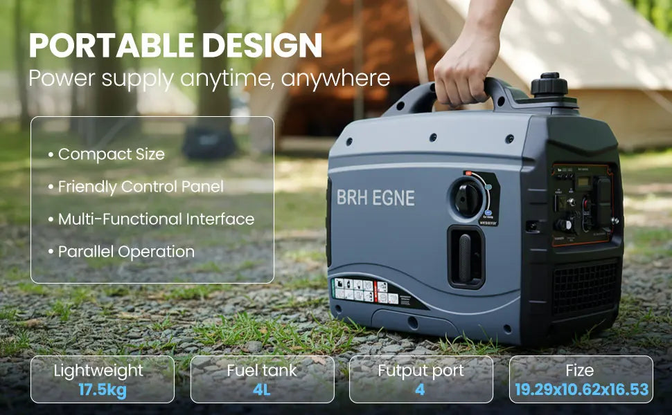 YHS Silent Inverter Gasoline Generator 1500W / 2000W / 2500W Portable Power Generator