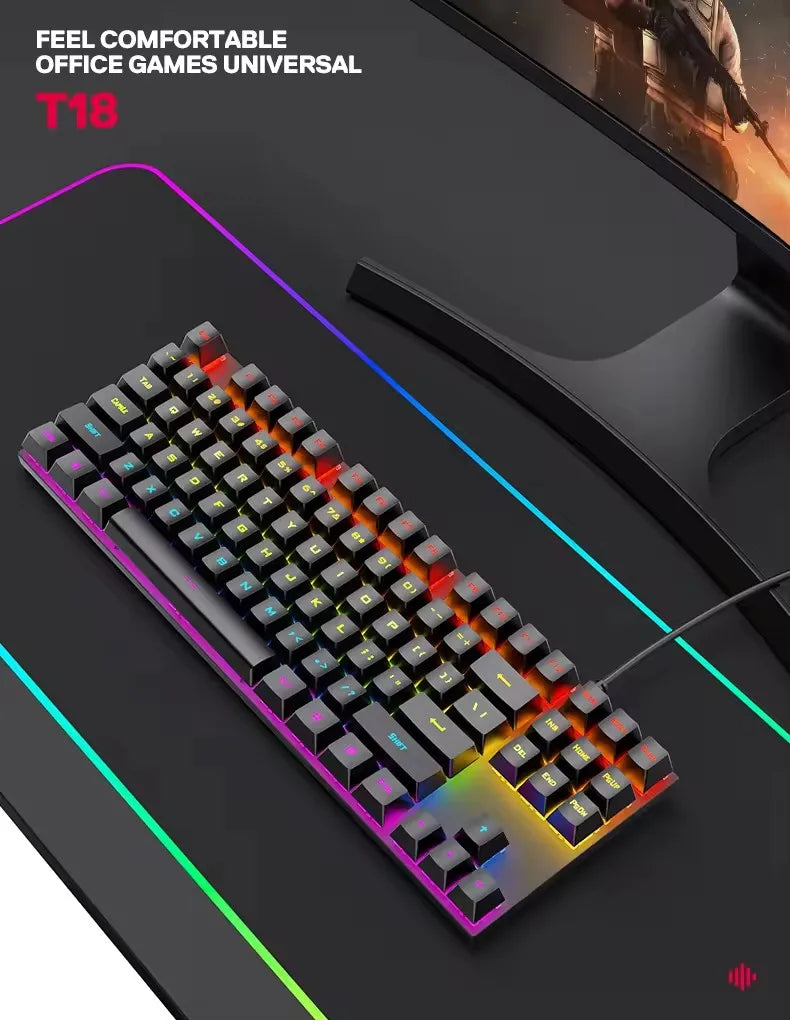 Clavier de jeu mécanique T-WOLF T18 – Clavier de jeu RGB TKL (filaire USB)