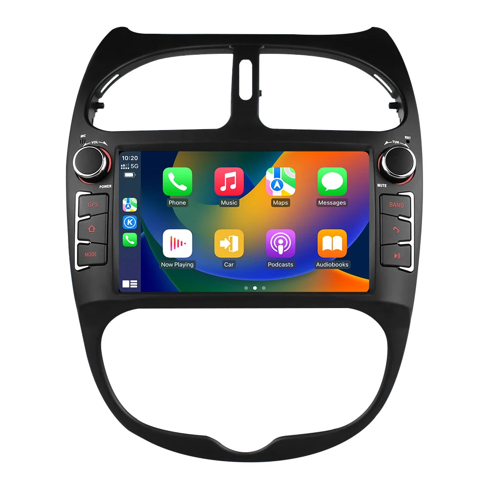 Autoradio Linux 7 pouces avec CarPlay sans fil et Android Auto pour Peugeot 206 (2000–2008)