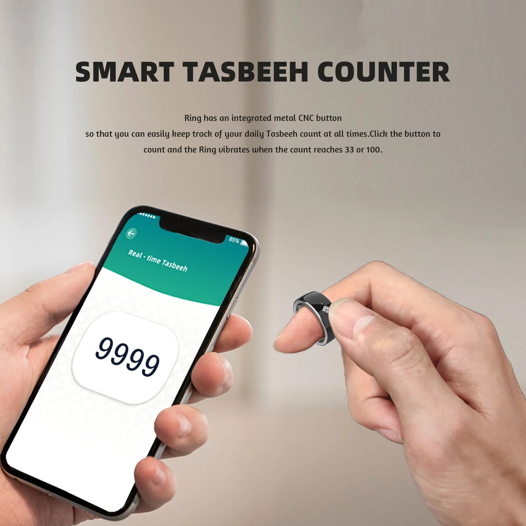 Bague Tasbeeh connectée Equantu QB708 – Comptage numérique des dhikr via application – Étanche
