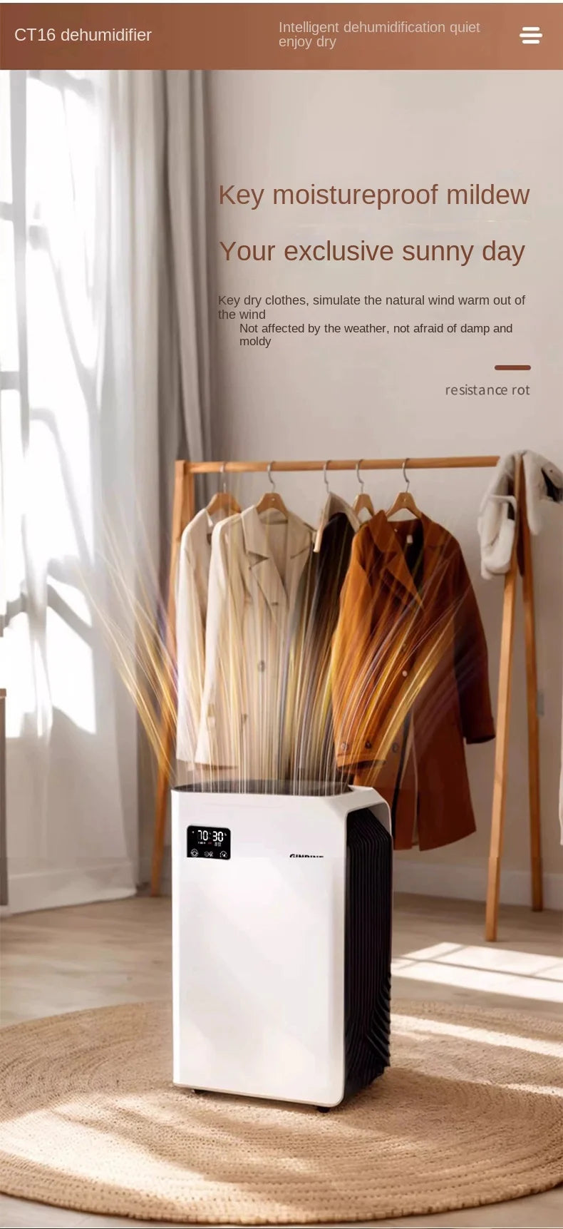 Luftentfeuchter 2.5L – Leistungsstarker Kompressor-Luftentfeuchter für Bad & Schlafzimmer (Leise & Smart)