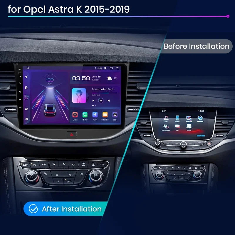 Junsun V1 Draadloze CarPlay & Android Auto Autoradio – Opel Astra K (2015–2019) – Android 13 Navigatie