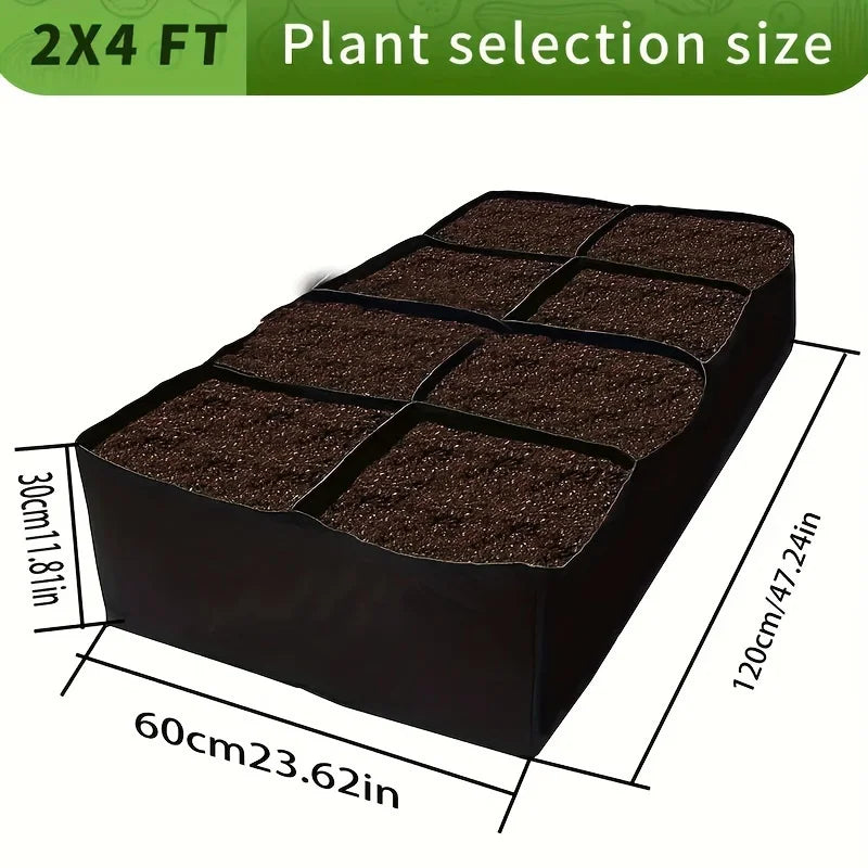 Potager surélevé extra large à 8 compartiments – Potager rectangulaire durable