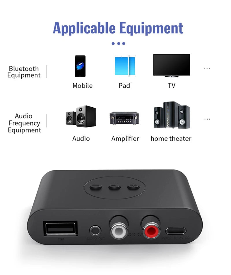Bluetooth 5.2 Audio Receiver met NFC – Draadloze AUX & RCA Adapter voor Auto, Speakers en Versterkers