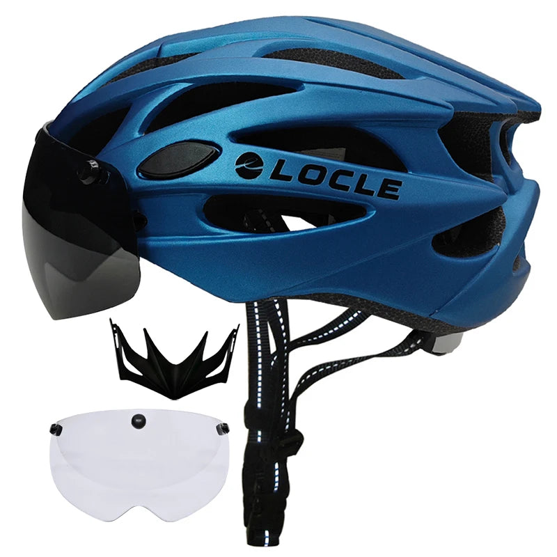 🚴 Casque de vélo LOCLE avec lunettes magnétiques – Casque VTT et vélo de route ultraléger avec visière pare-soleil