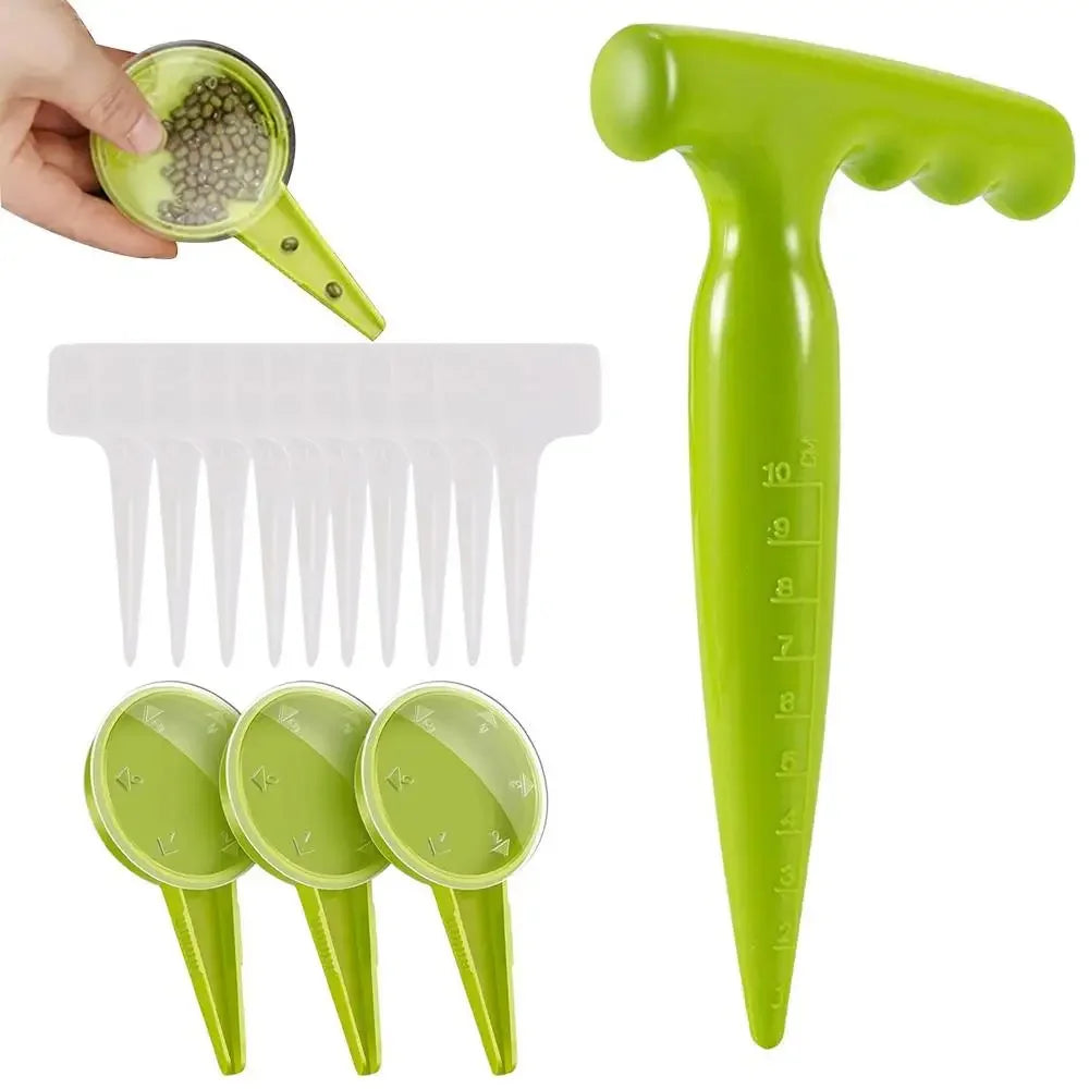 Ensemble de semoir de jardin – Aide au semis manuel avec distributeur de graines réglable