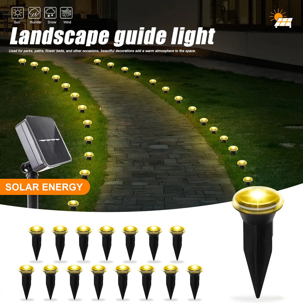 🌟 Lampe de chemin solaire à LED – 15/30 LED avec 8 modes d'éclairage (étanche)