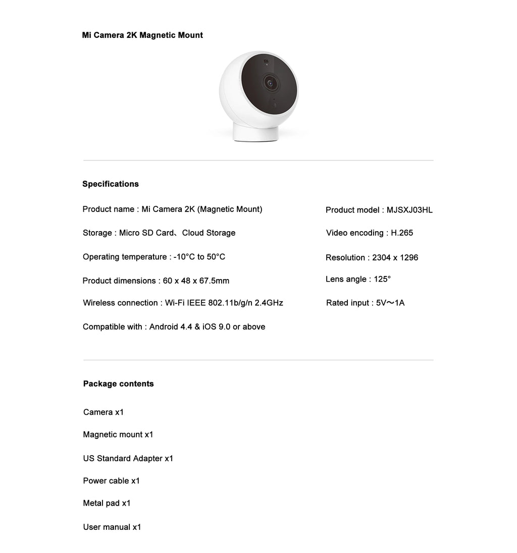 Xiaomi Smart IP-Kamera Standard Edition 2K – 2K HD-Sicherheitskamera mit Nachtsicht und KI-Alarm