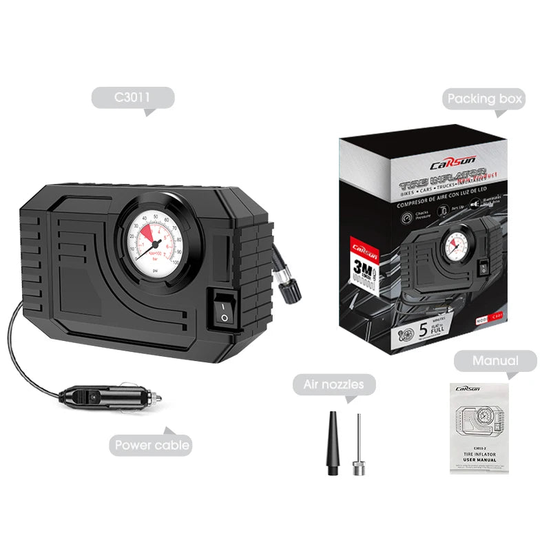 Mini pompe à air électrique pour voiture et vélo – Pompe à pression de pneus portable