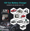 Chargeur de batterie intelligent EAFC 12V pour voiture – Chargeur de batterie 12V avec réparation par impulsions et écran LCD