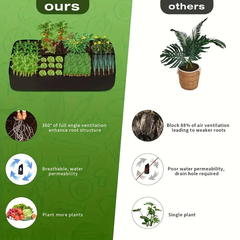 Potager surélevé extra large à 8 compartiments – Potager rectangulaire durable