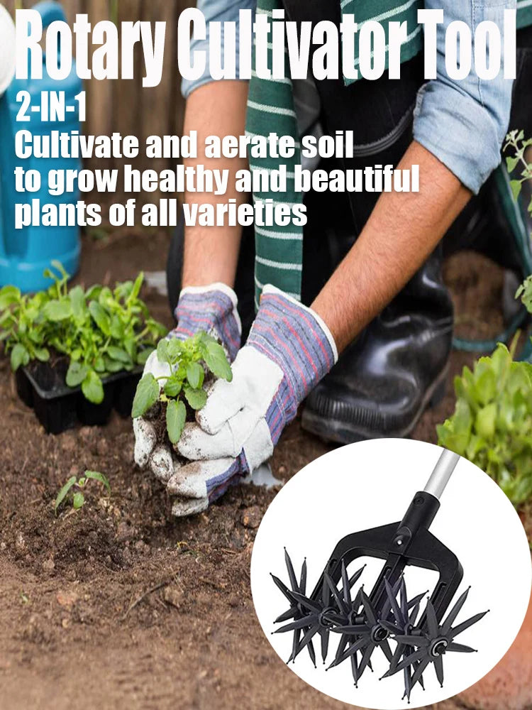 QDS Gartenbelüfter & Bodenvertikutierer – 2-in-1 manueller Rotationskultivator
