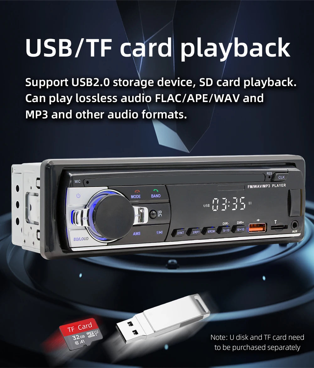 Autoradio stéréo Bluetooth BQCC 60 W x4 – Lecteur MP3 avec radio FM, USB et carte SD