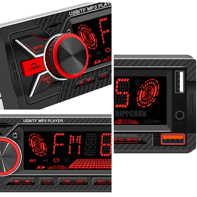 Hippcron 1DIN Bluetooth-Autoradio mit MP3-Player – 4x60W FM-Radio mit USB-, TF- und AUX-Anschluss