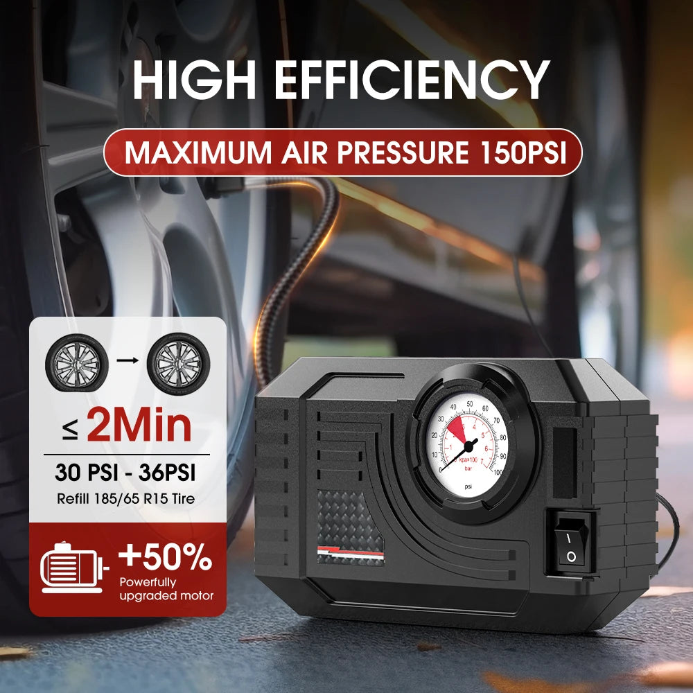 Mini pompe à air électrique pour voiture et vélo – Pompe à pression de pneus portable
