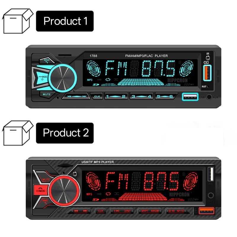 Hippcron 1DIN Bluetooth-Autoradio mit MP3-Player – 4x60W FM-Radio mit USB-, TF- und AUX-Anschluss