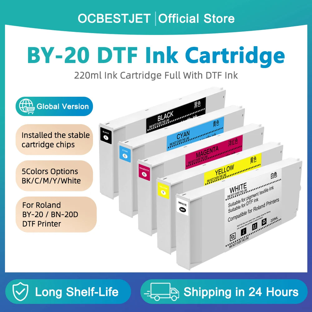 Cartouche d'encre OCBESTJET DTF 220 ml pour Roland BY-20 et BN-20D