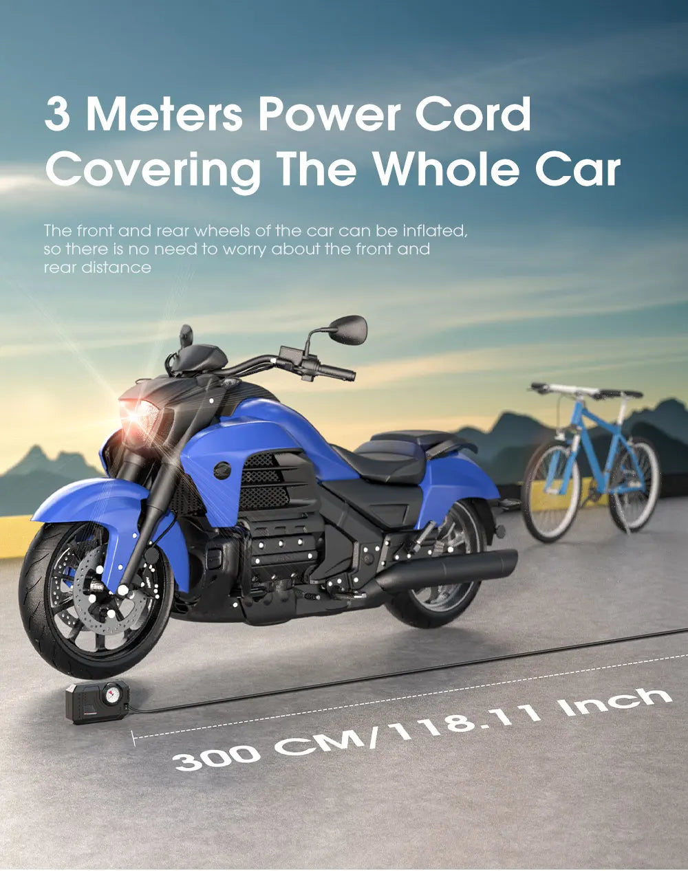 Mini pompe à air électrique pour voiture et vélo – Pompe à pression de pneus portable