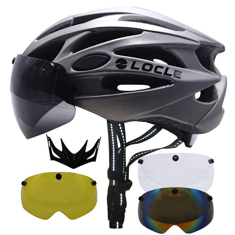 🚴 Casque de vélo LOCLE avec lunettes magnétiques – Casque VTT et vélo de route ultraléger avec visière pare-soleil