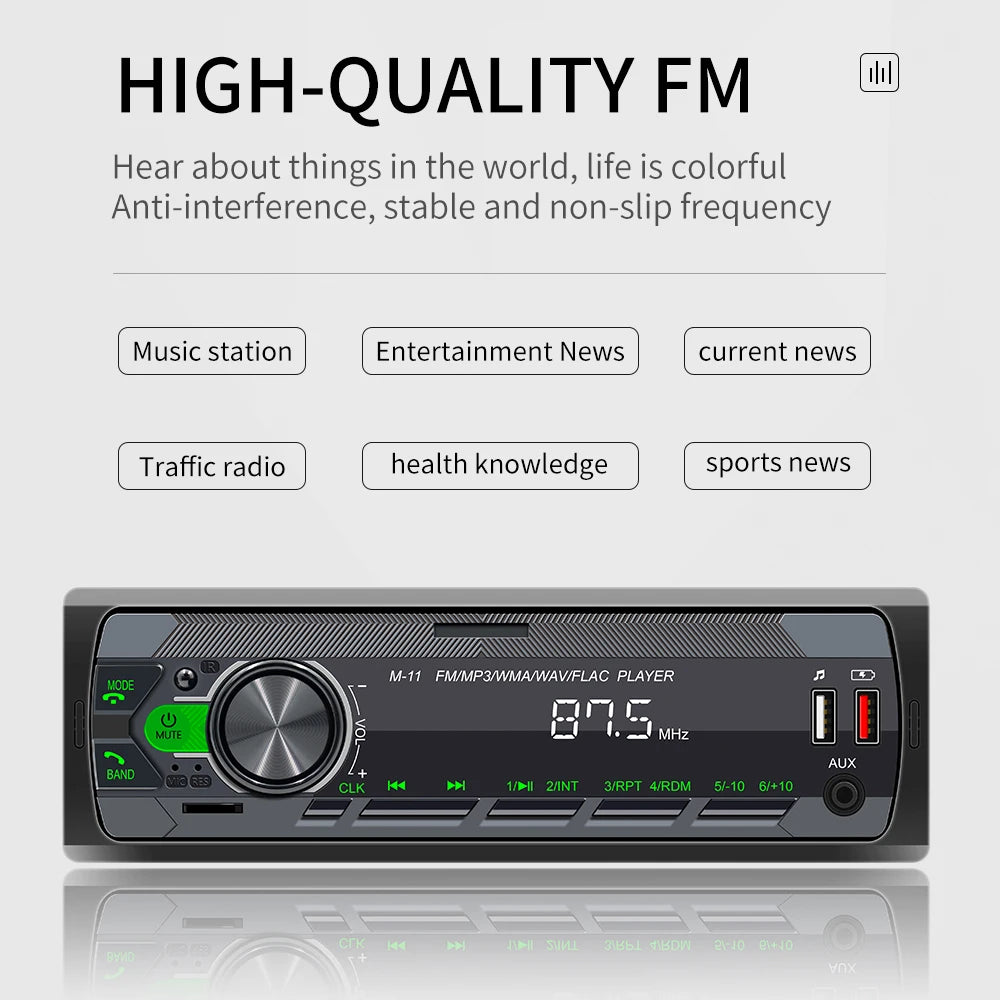 Podofo 1DIN Bluetooth Autoradio MP3 Speler – FM Radio, USB, AUX & TF Kaart met Afstandsbediening