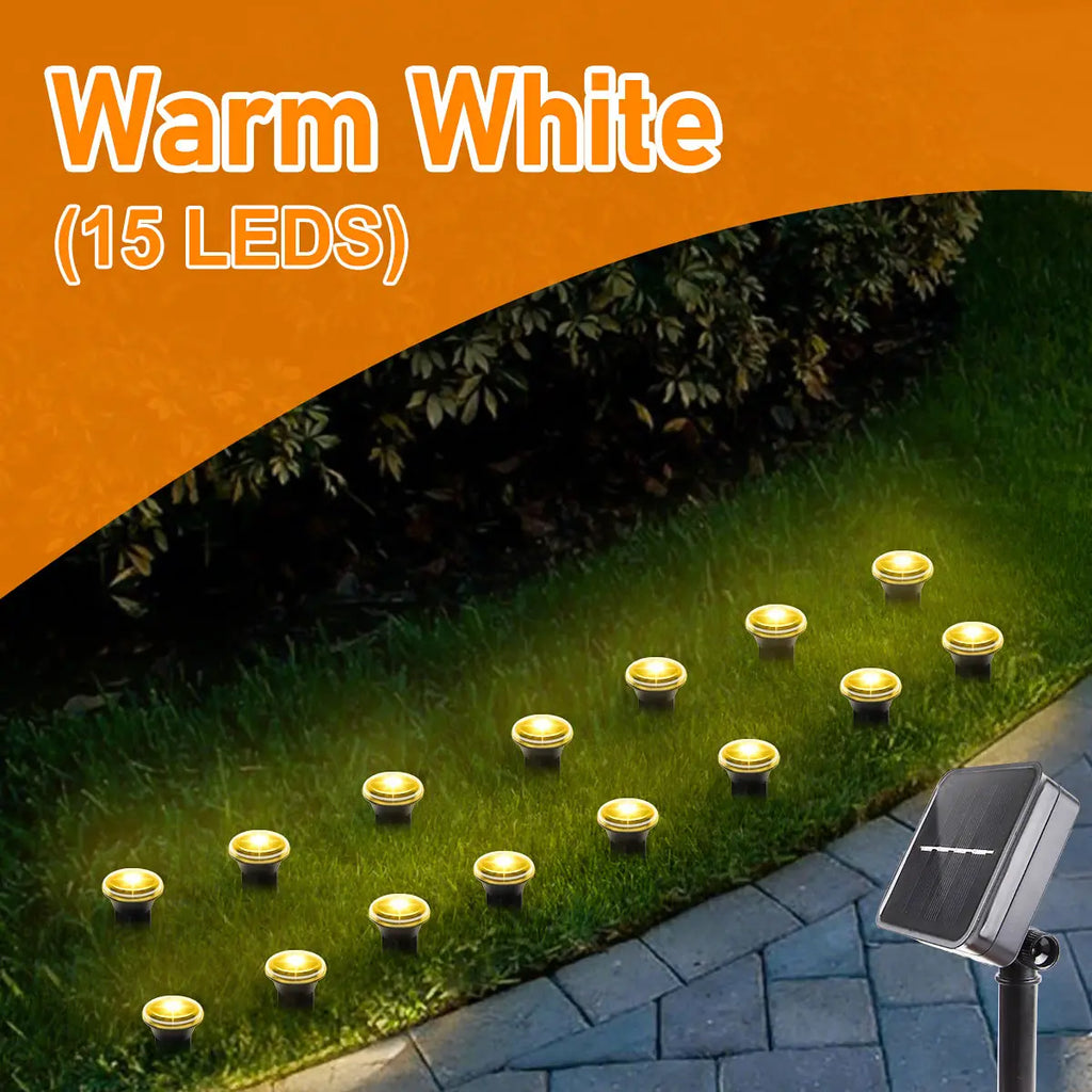 🌟 Lampe de chemin solaire à LED – 15/30 LED avec 8 modes d'éclairage (étanche)