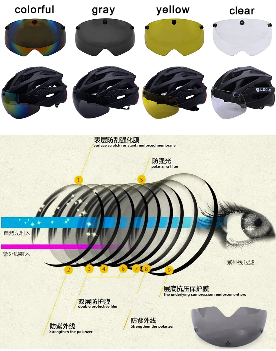 🚴 Casque de vélo LOCLE avec lunettes magnétiques – Casque VTT et vélo de route ultraléger avec visière pare-soleil