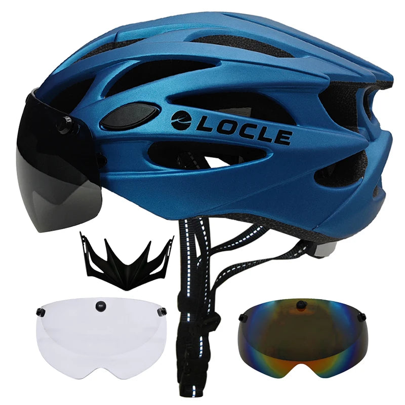🚴 Casque de vélo LOCLE avec lunettes magnétiques – Casque VTT et vélo de route ultraléger avec visière pare-soleil
