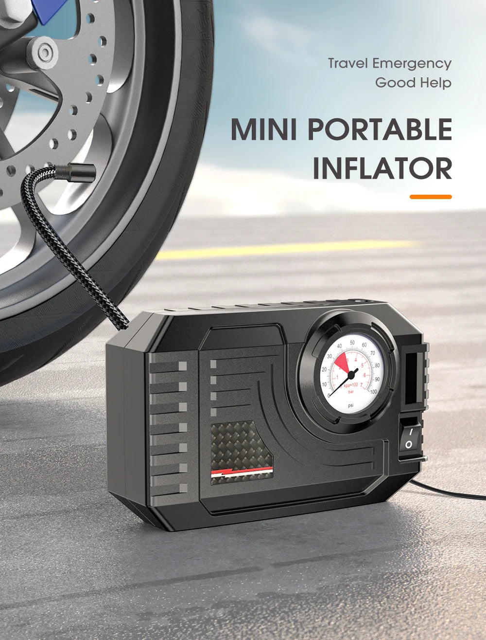 Mini pompe à air électrique pour voiture et vélo – Pompe à pression de pneus portable