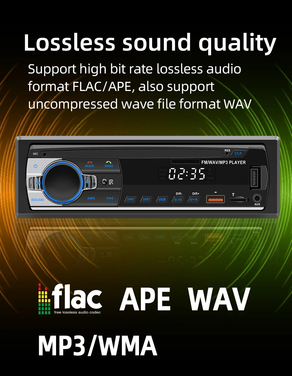 Autoradio stéréo Bluetooth BQCC 60 W x4 – Lecteur MP3 avec radio FM, USB et carte SD