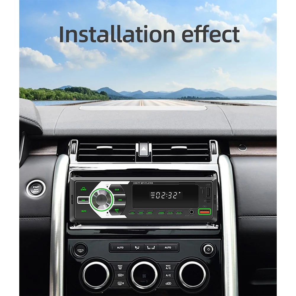 Autoradio MP3 Bluetooth MOPECT 1DIN – FM, USB, TF et AUX avec éclairage 7 couleurs