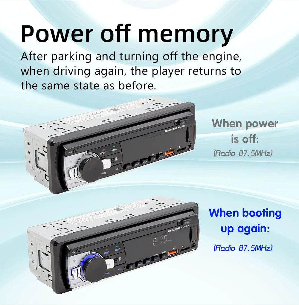 Autoradio stéréo Bluetooth BQCC 60 W x4 – Lecteur MP3 avec radio FM, USB et carte SD