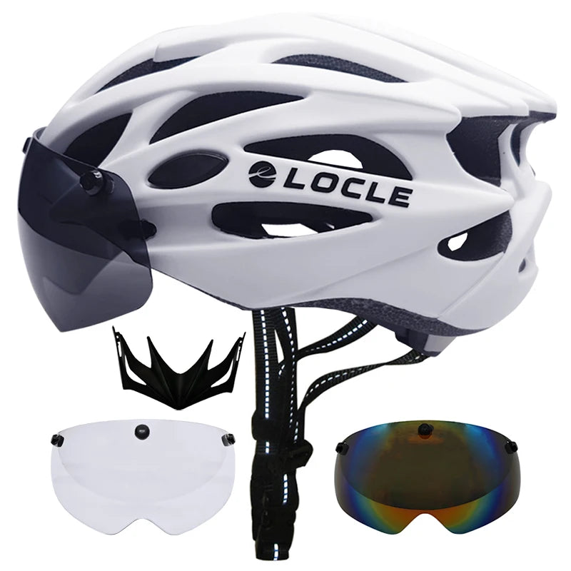 🚴 Casque de vélo LOCLE avec lunettes magnétiques – Casque VTT et vélo de route ultraléger avec visière pare-soleil