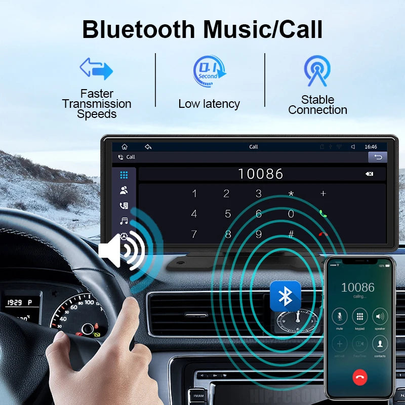 10.26" Car Mirror Radio Multimedia Player – Wireless CarPlay & Android Auto met Bluetooth