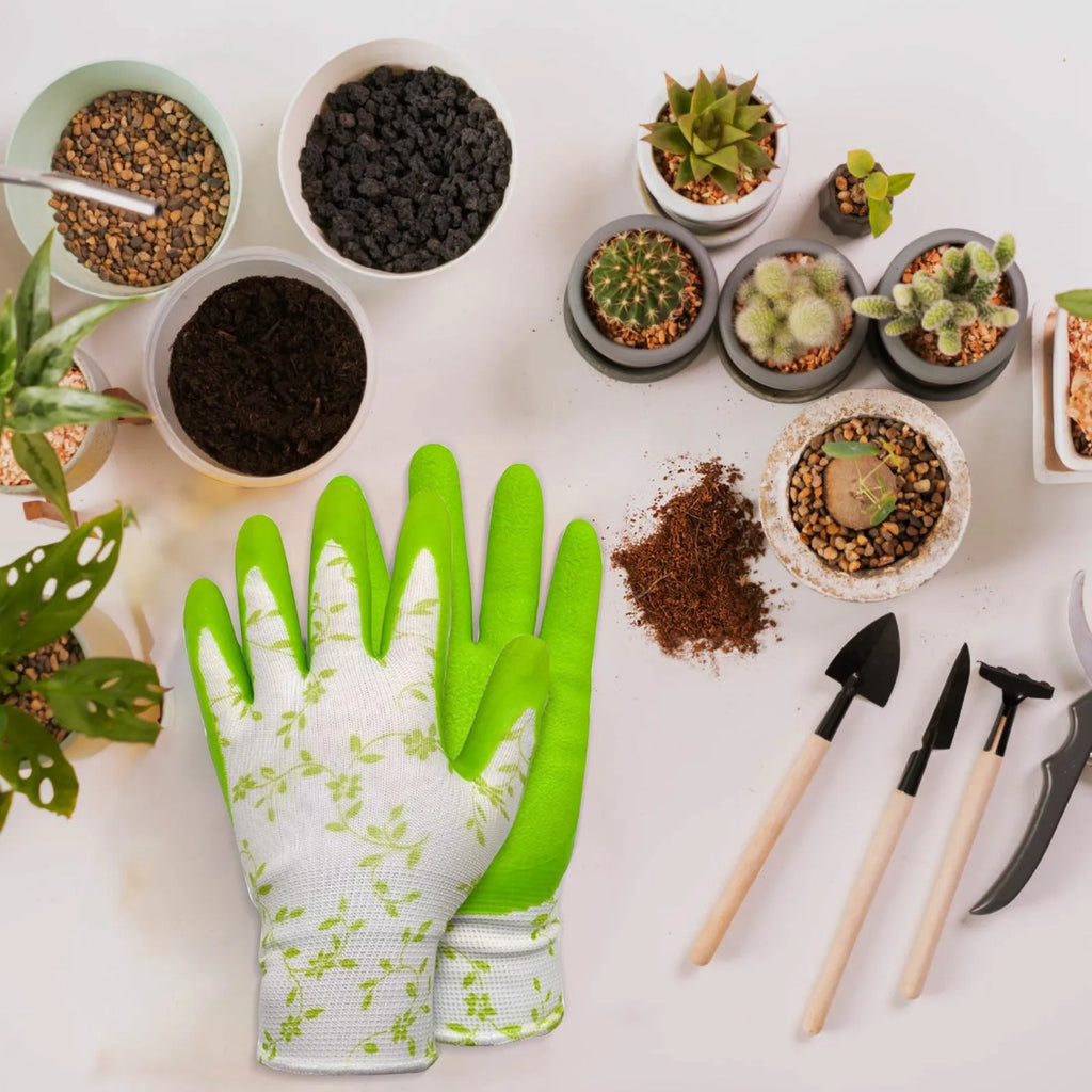 Gartenhandschuhe für Damen – Atmungsaktive Arbeitshandschuhe aus Schaumlatex (Einheitsgröße)