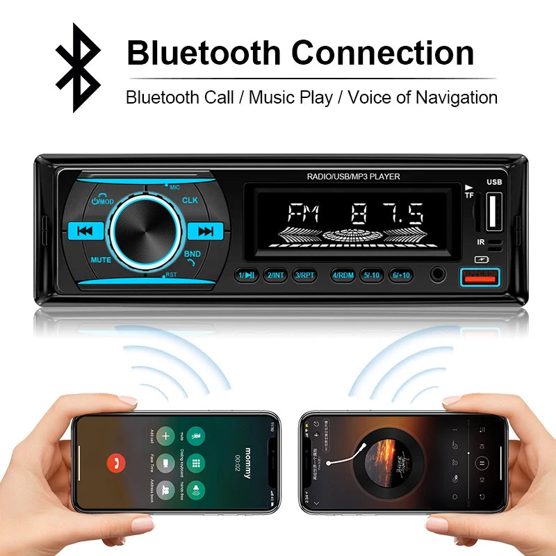 Hippcron 1DIN Bluetooth-Autoradio mit MP3-Player, UKW-Radio, USB, AUX und TF-Kartensteckplatz – 60 W