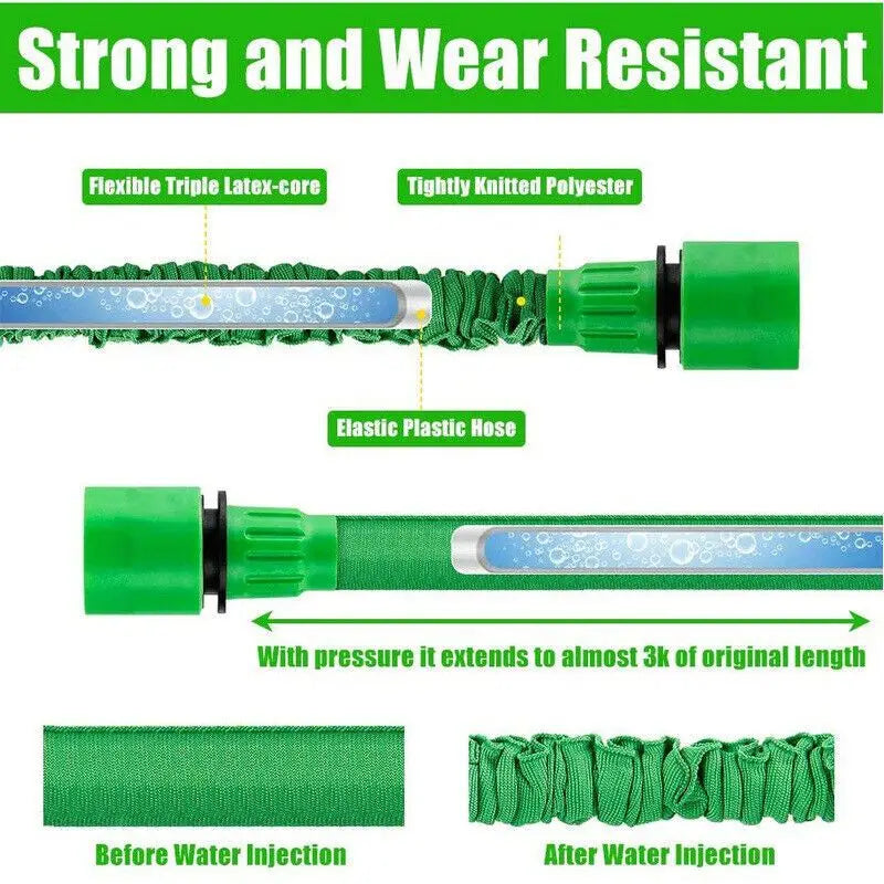 Flexibele Uitrekbare Tuinslang met Sproeikop – 7,5M, 15M, 22M & 30M – Model D0100XFJER8