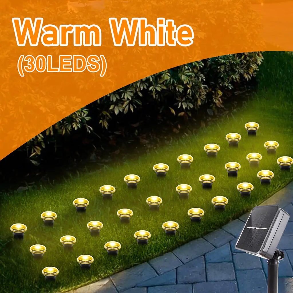 🌟 Lampe de chemin solaire à LED – 15/30 LED avec 8 modes d'éclairage (étanche)