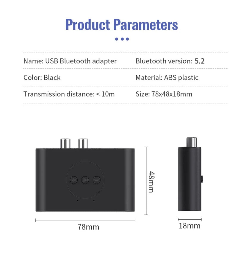 Bluetooth 5.2 Audio Receiver met NFC – Draadloze AUX & RCA Adapter voor Auto, Speakers en Versterkers