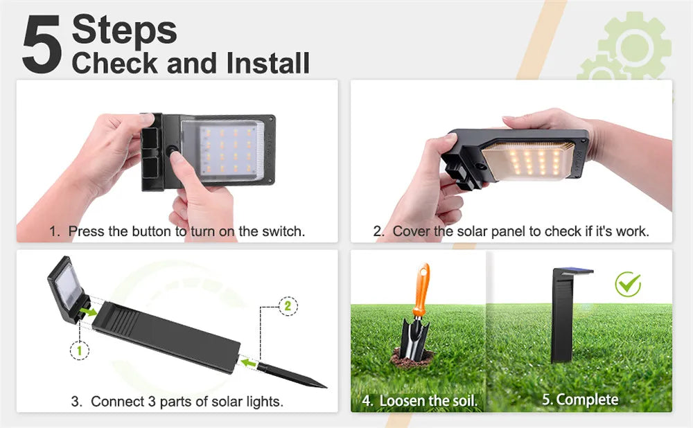 DVOLADOR Éclairage solaire de jardin – Lampes de pelouse LED étanches (IP65)