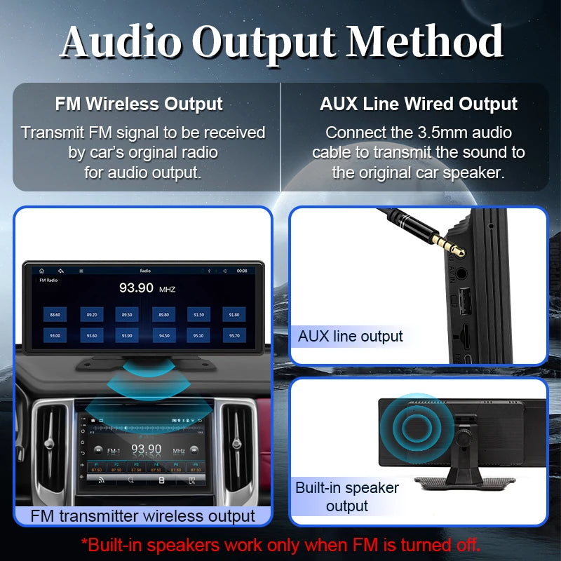 10.26" Car Mirror Radio Multimedia Player – Wireless CarPlay & Android Auto met Bluetooth